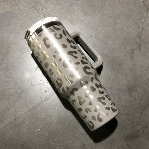 Leopard Stainless Steel Handle Insulated Tumblers